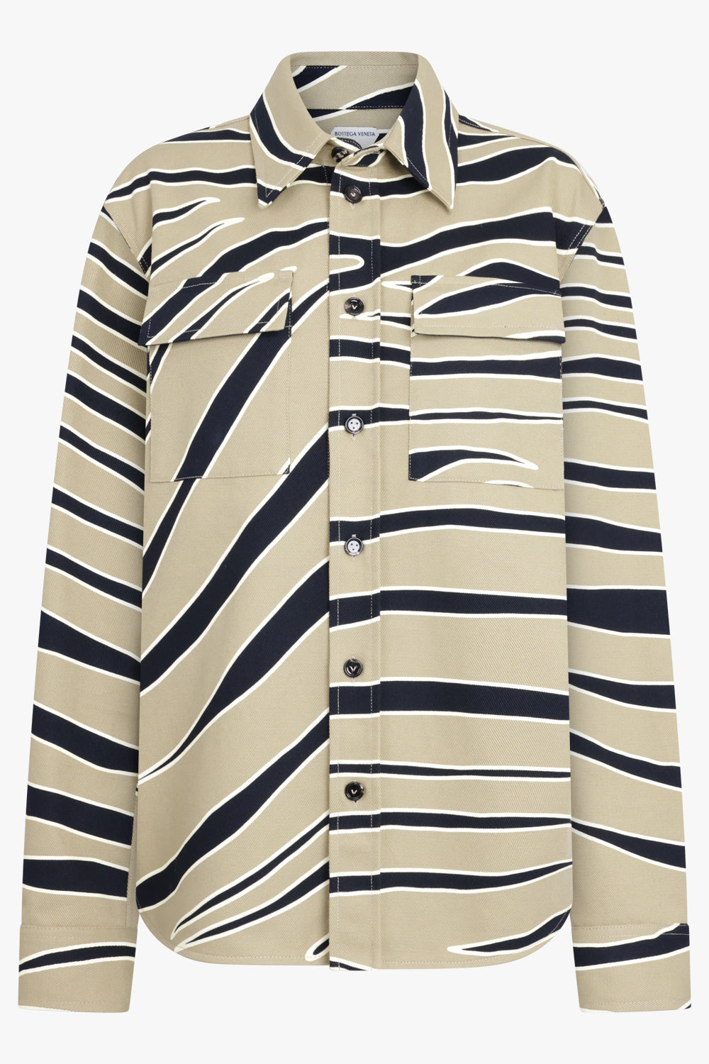 Animal Print Cotton Drill Shirt | Sesame/Navy/Camo