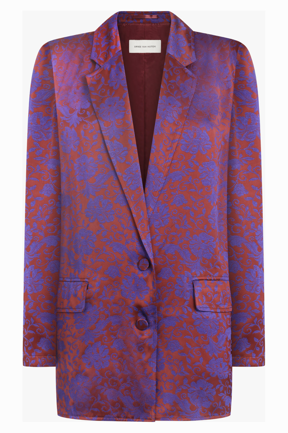 Basti Floral Jacquard Single Breasted Jacket | Burgundy/Purple
