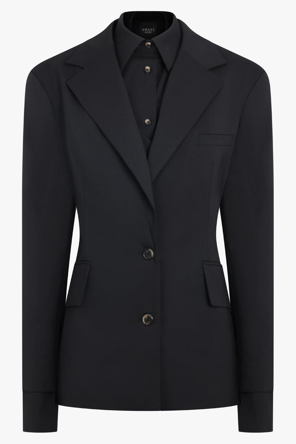 3 In 1 Structured Shoulder Single Breasted Jacket | Black