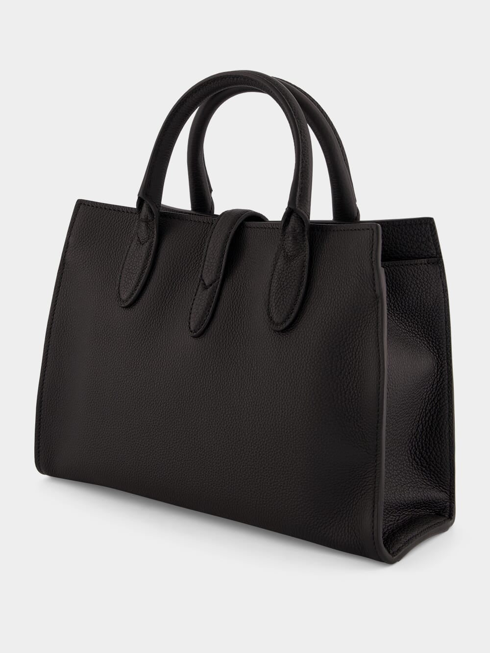 Black Medium Tote with Hook Closure