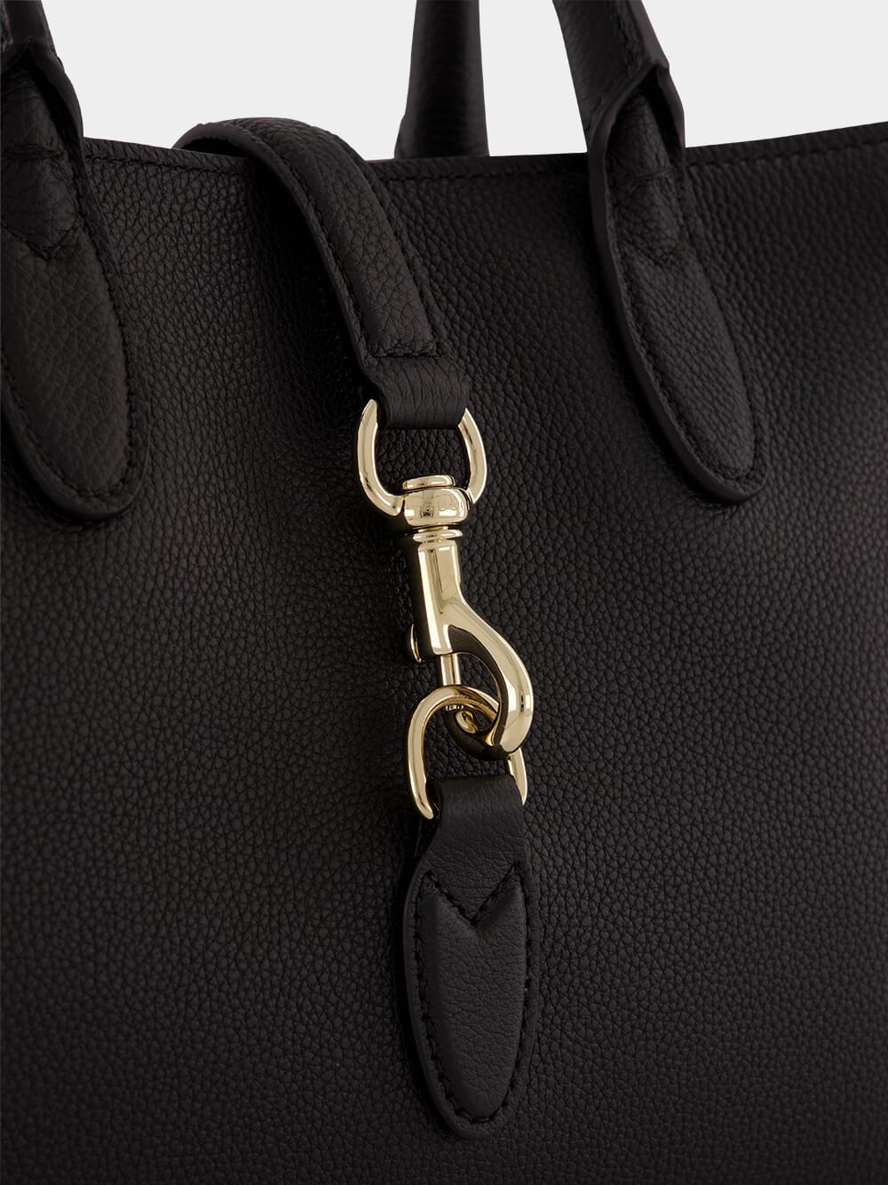 Black Medium Tote with Hook Closure
