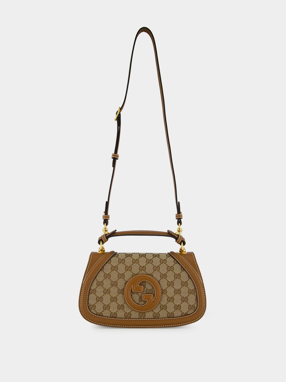 Beige and Dark Brown Blondie Small Top Handle Bag