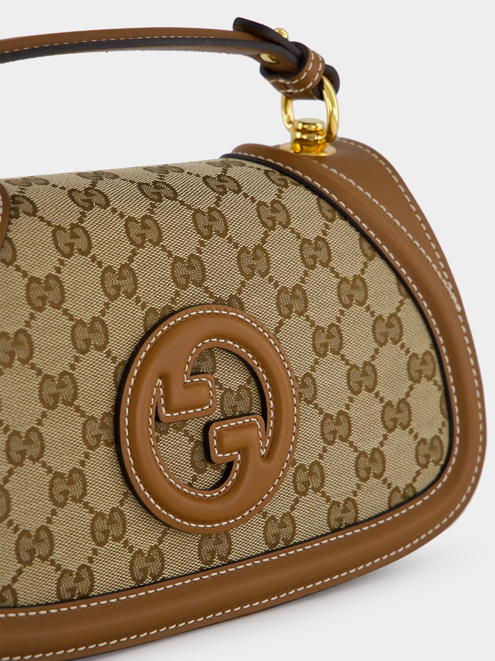 Beige and Dark Brown Blondie Small Top Handle Bag