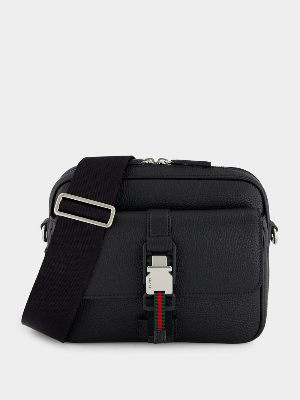 Black Small Crossbody Bag with Web