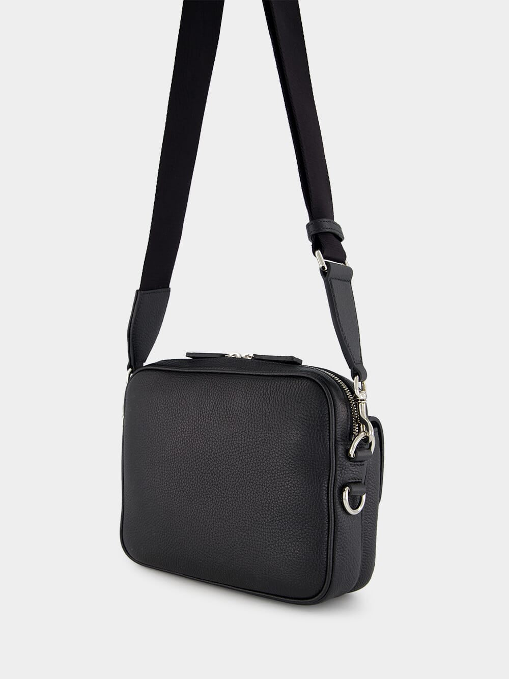 Black Small Crossbody Bag with Web