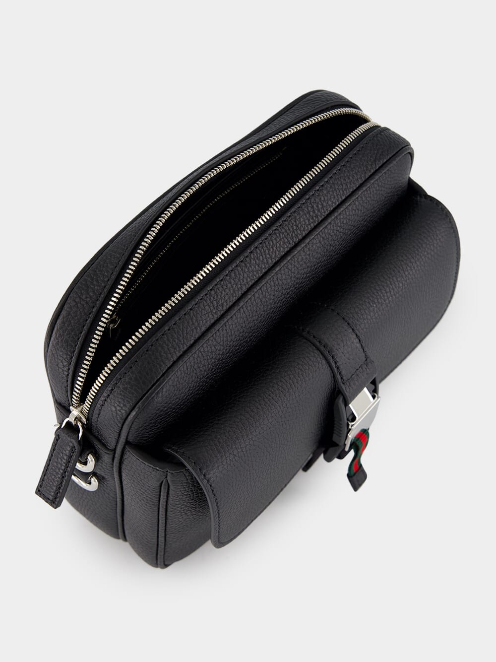 Black Small Crossbody Bag with Web