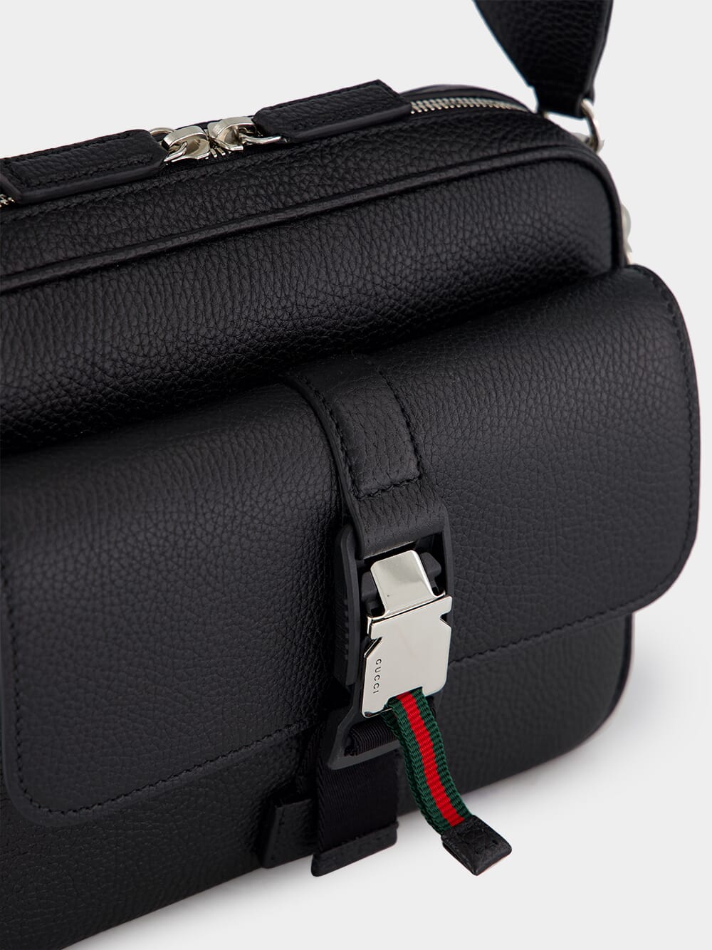 Black Small Crossbody Bag with Web