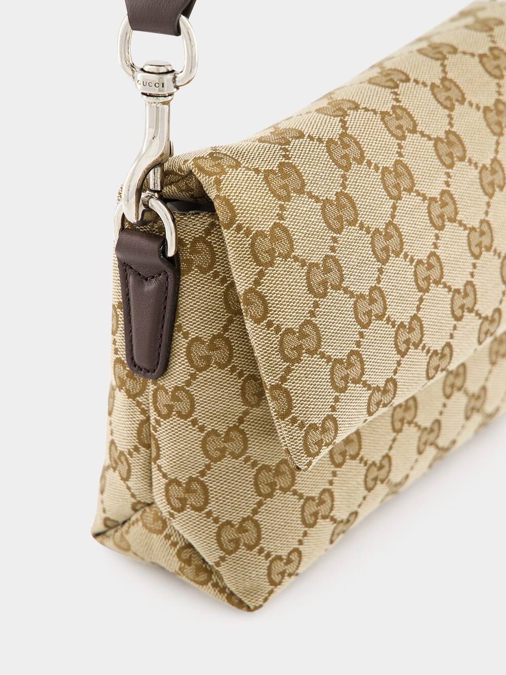 Beige and Dark Brown Small GG Crossbody Bag with Web