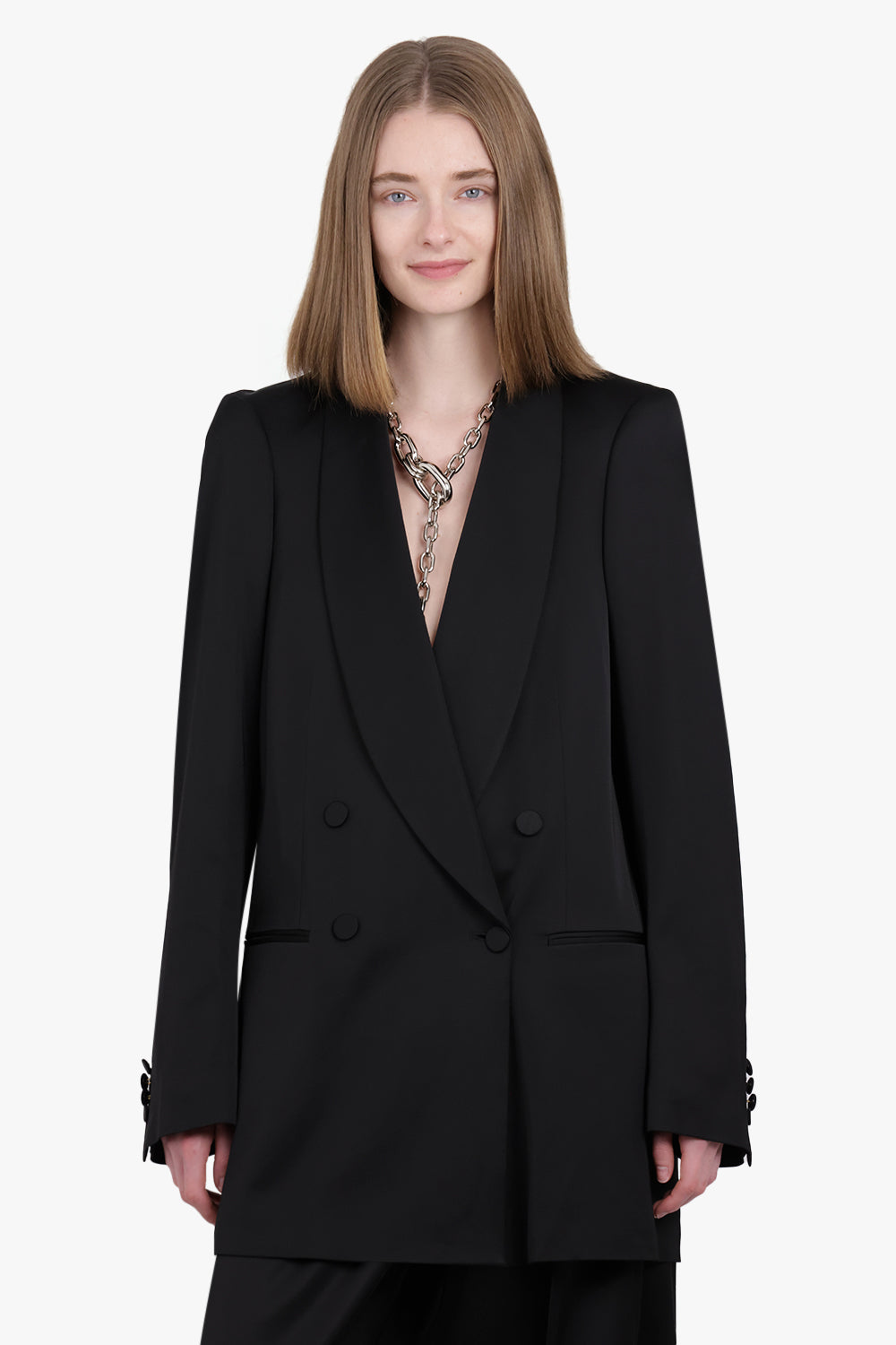 Blinker Double Breasted Long Jacket | Black