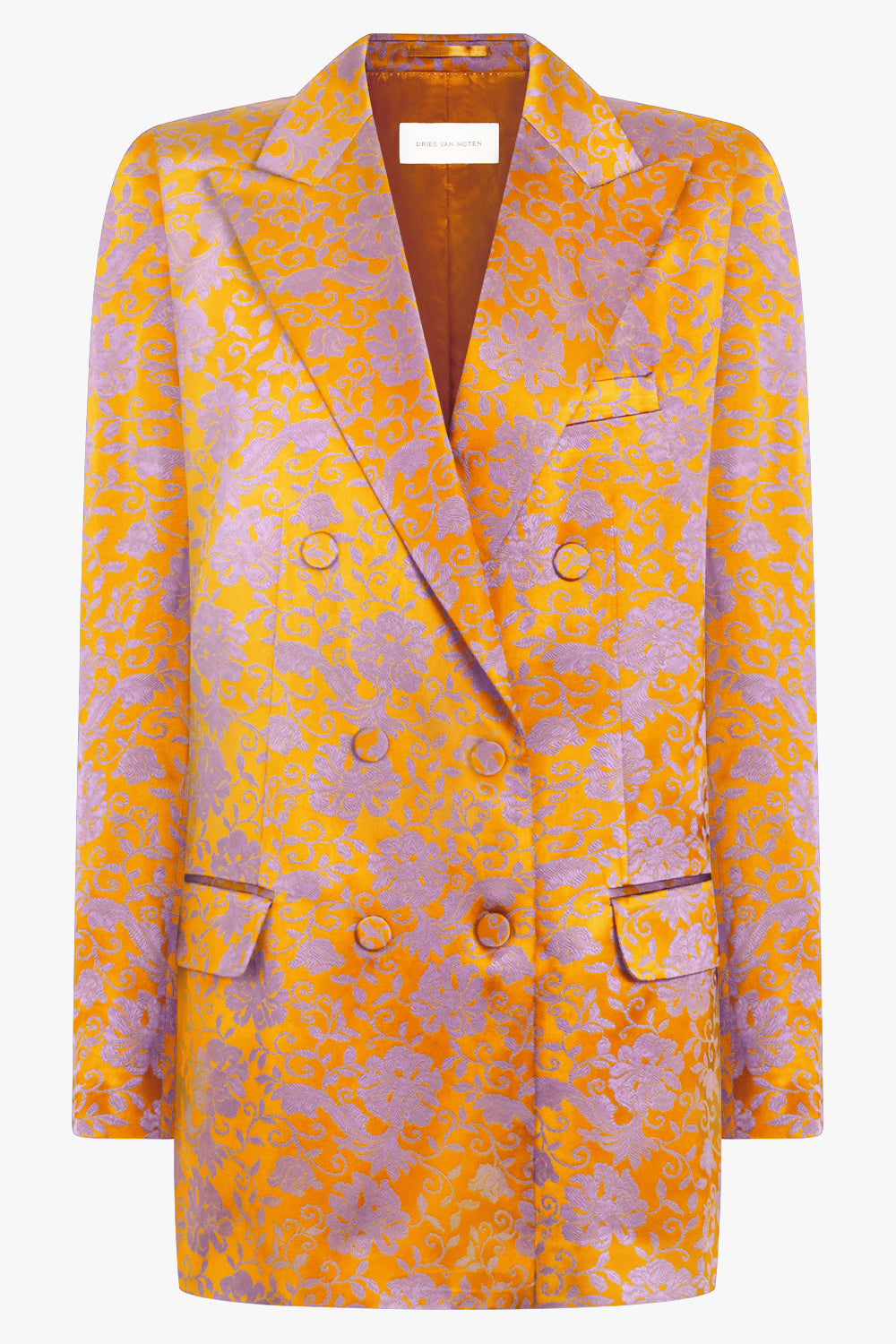 Byla Floral Jacquard Double Breasted Jacket | Mandarin/Lilac