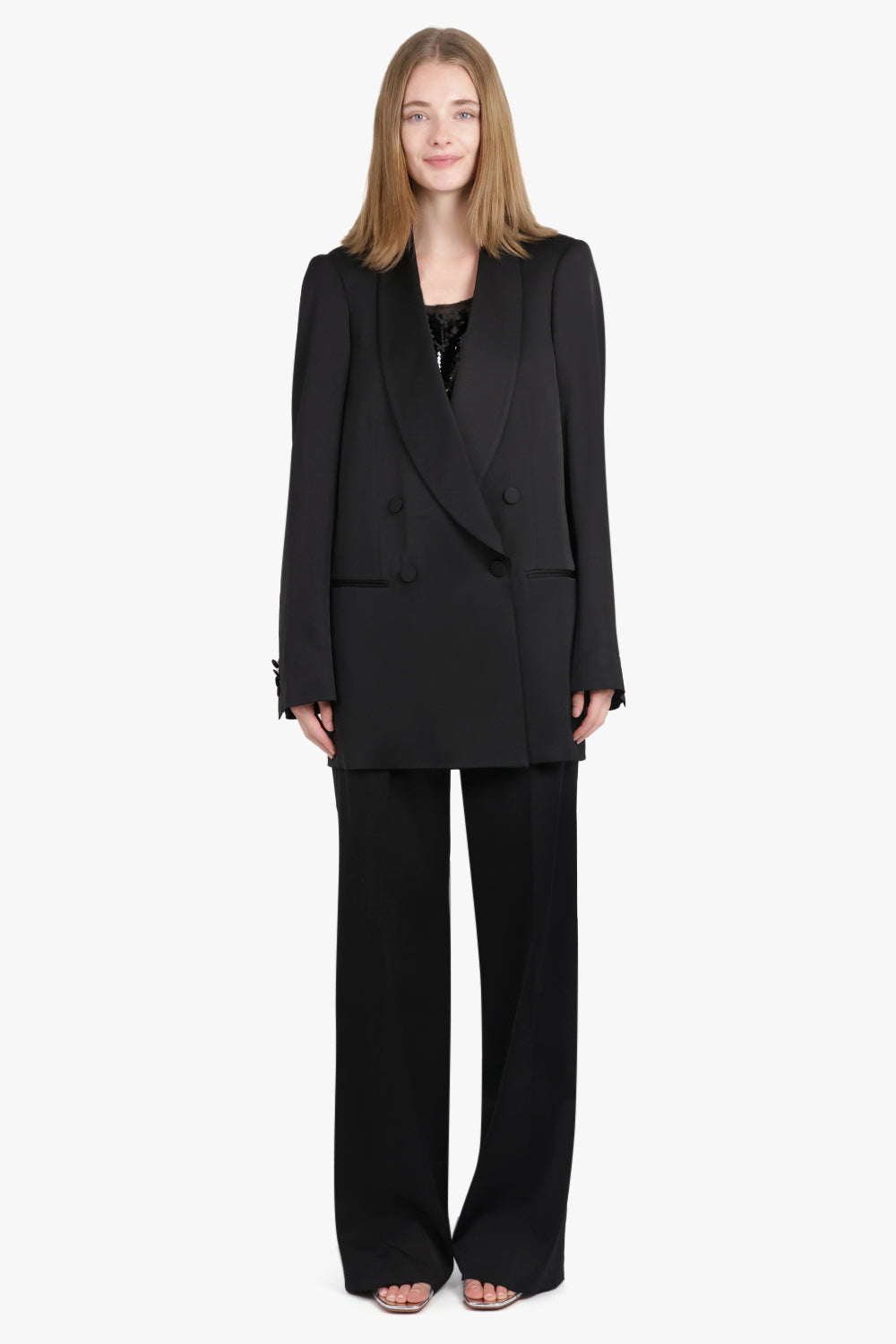 Blinker Double Breasted Long Jacket | Black