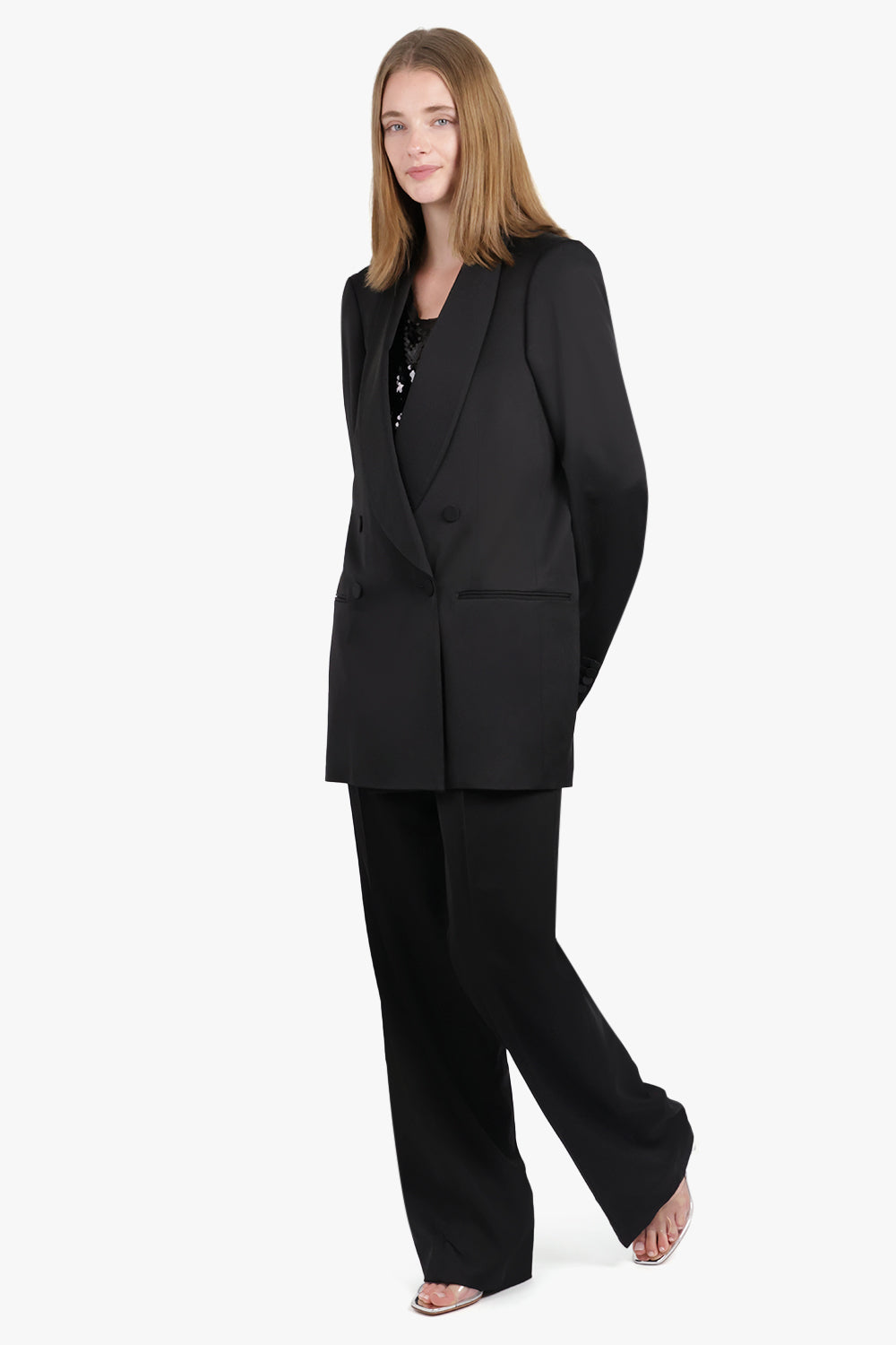 Blinker Double Breasted Long Jacket | Black