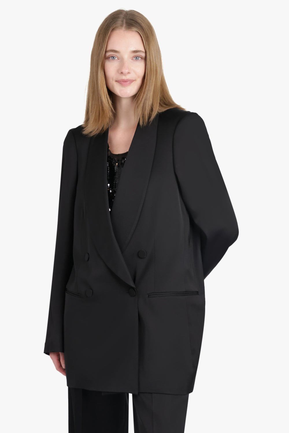 Blinker Double Breasted Long Jacket | Black