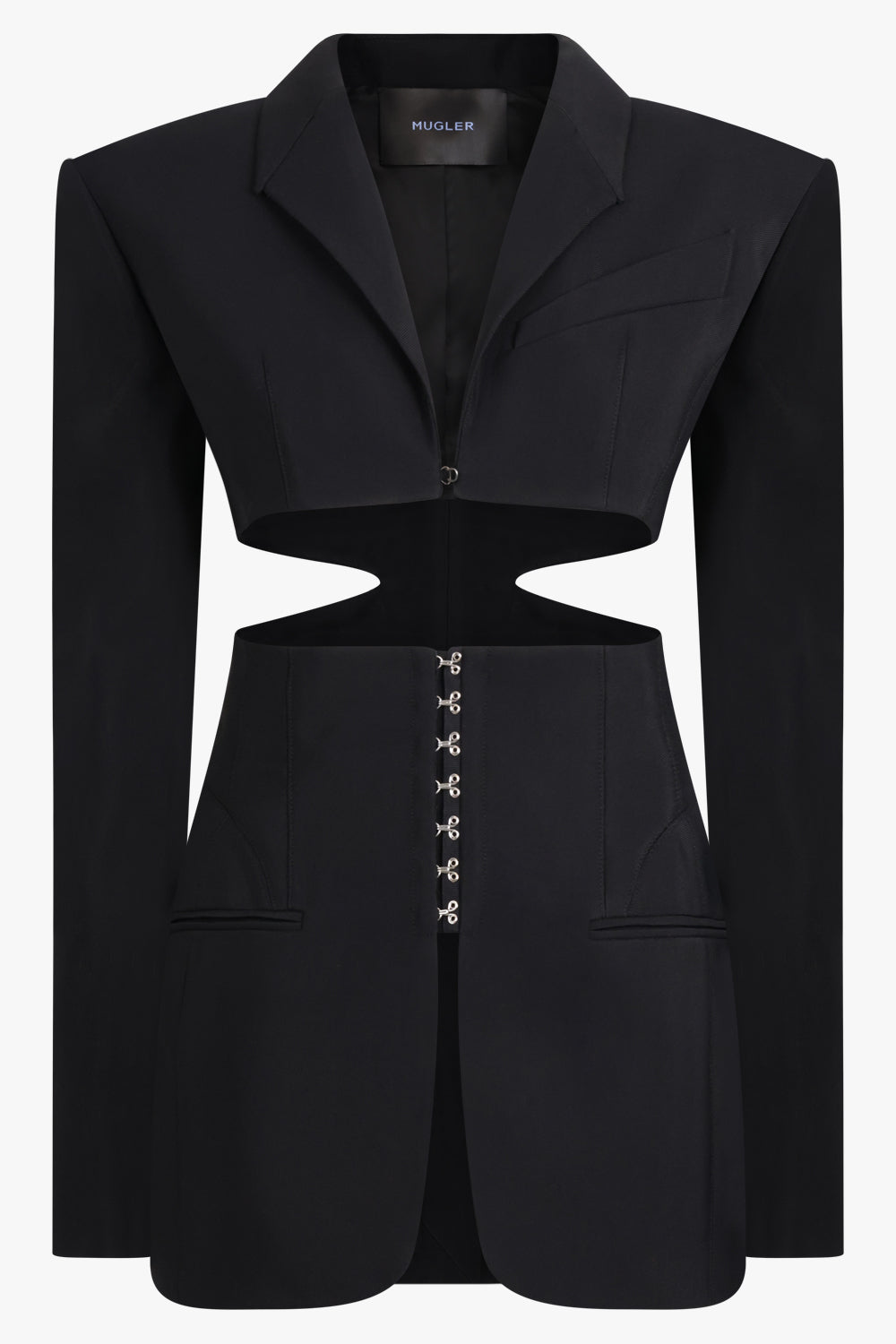 HOURGLASS HEAVY FLUID SHOULDER PAD BLAZER | BLACK