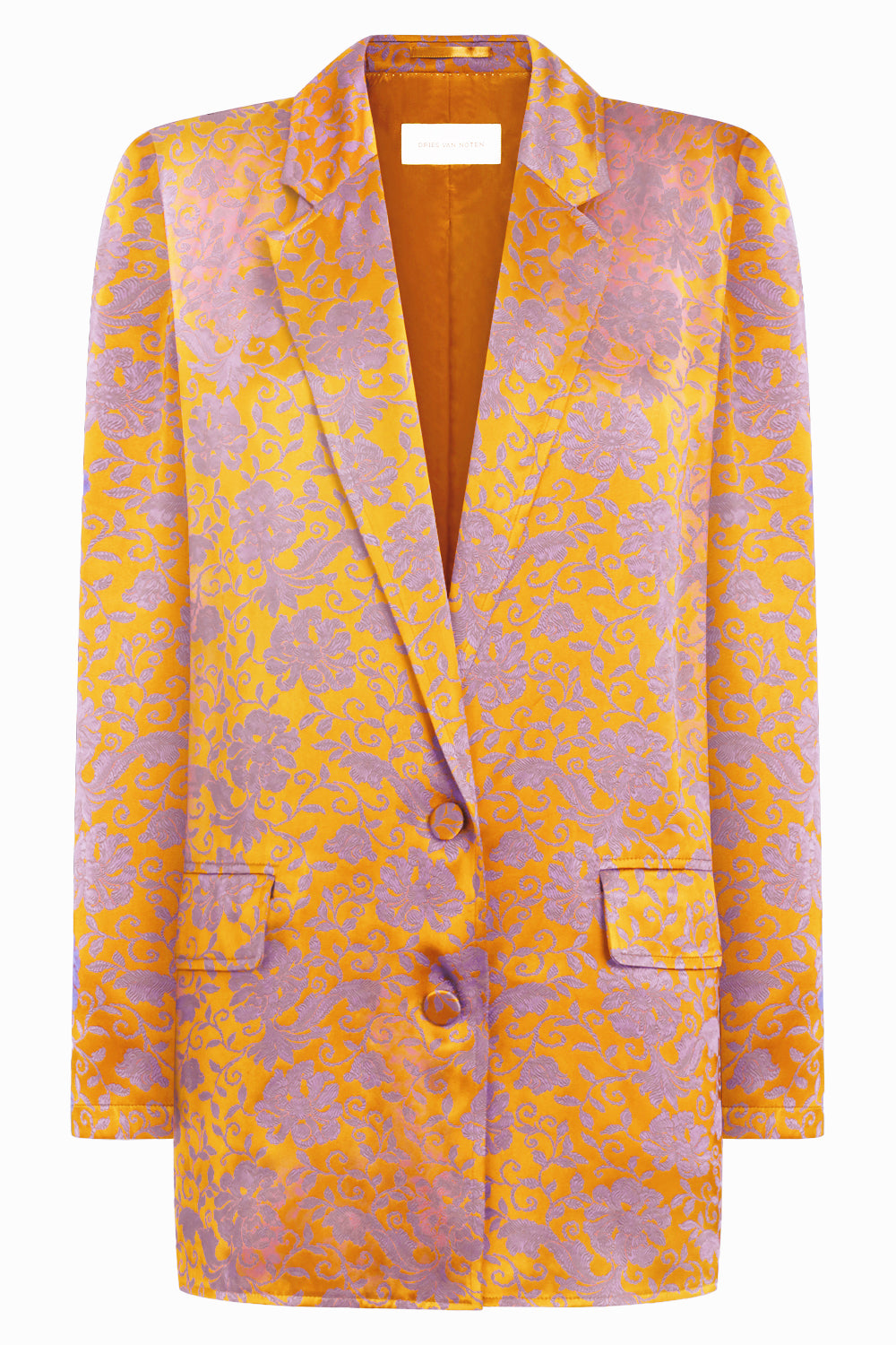 Basti Floral Jacquard Single Breasted  Jacket | Mandarin/Lilac