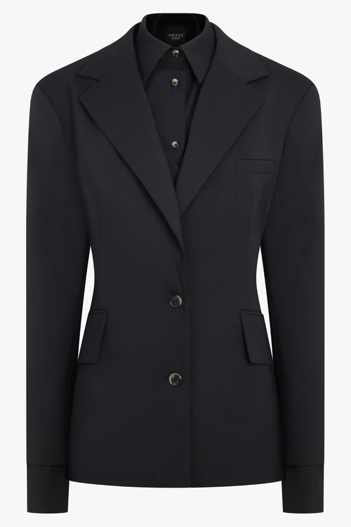 3 In 1 Structured Shoulder Single Breasted Jacket | Black