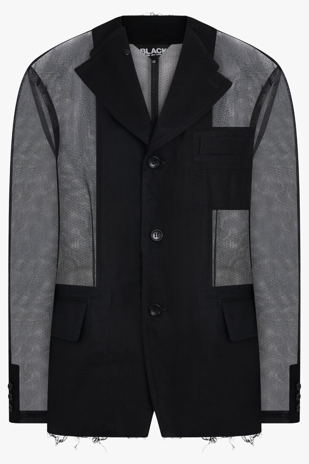 Mesh Netted Single Breasted Jacket | Black