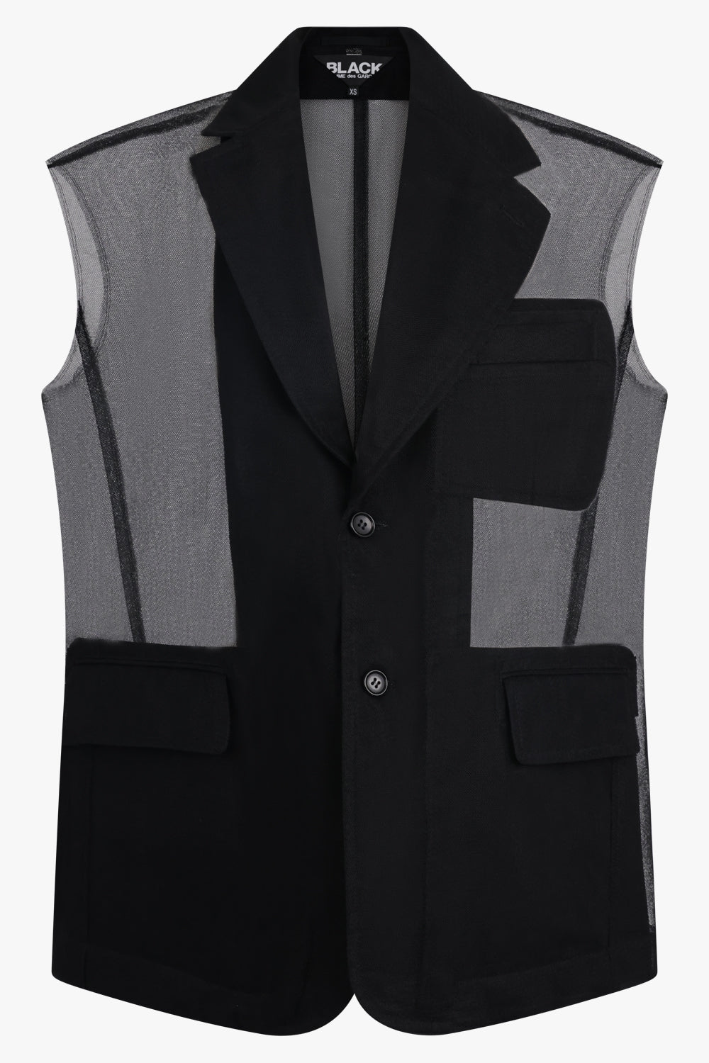 Mesh Netted Single Breasted Vest | Black