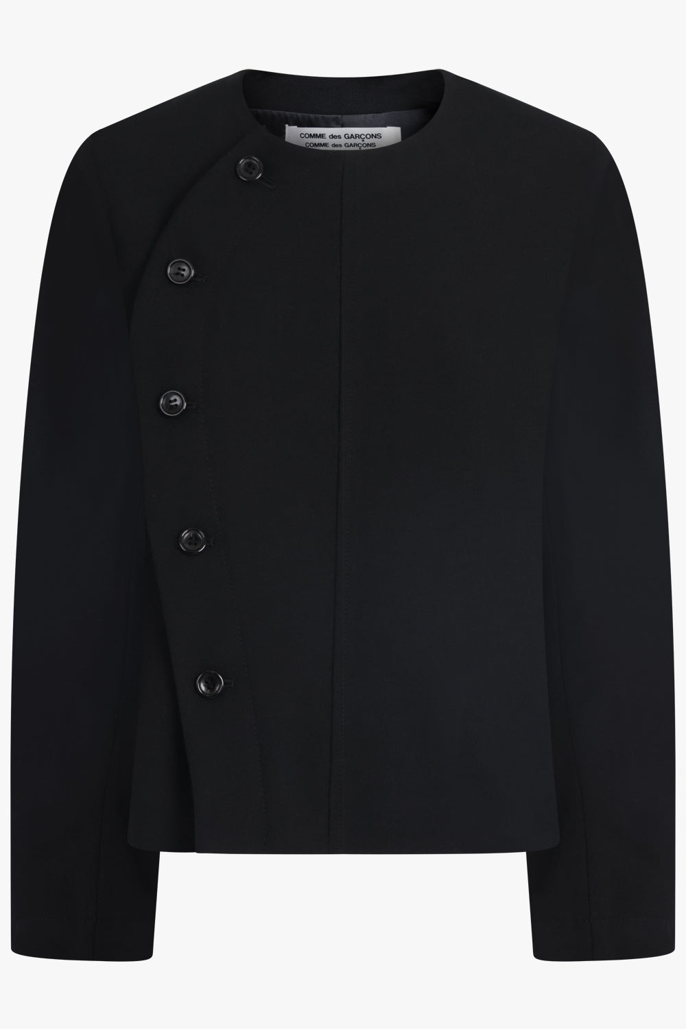 Asymmetric Button L/S Jacket | Black