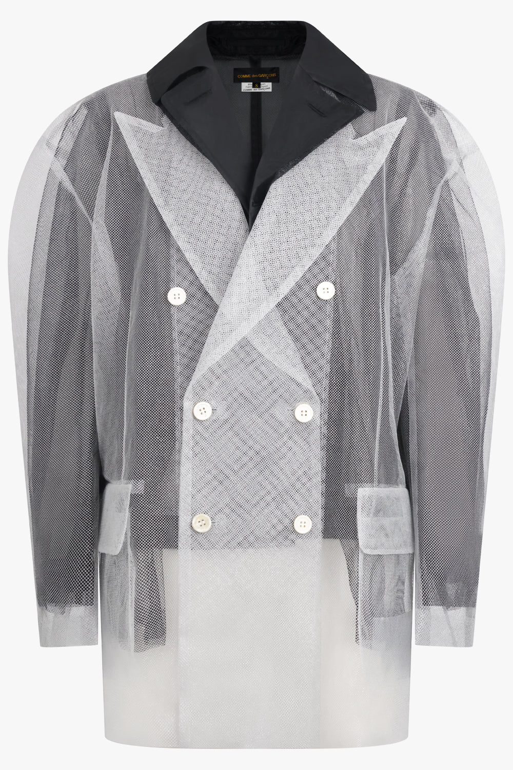 Layered Double Breasted Tulle X Organza Jacket | Black/Silver