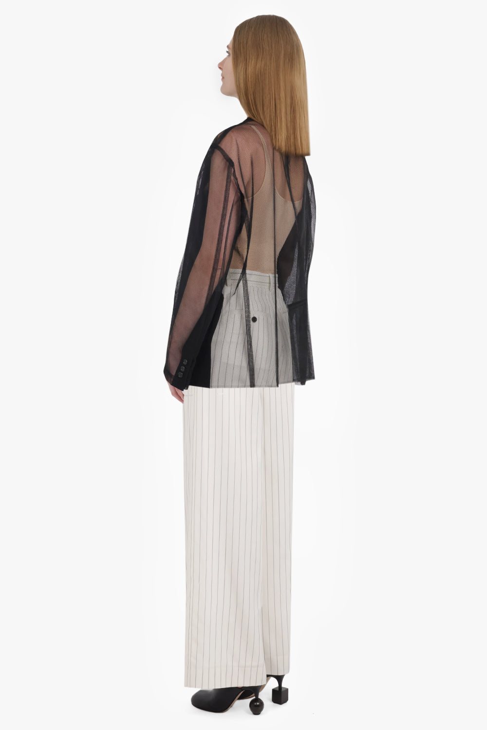 Mesh Netted Single Breasted Jacket | Black