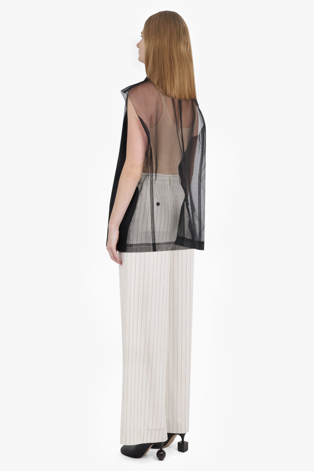 Mesh Netted Single Breasted Vest | Black