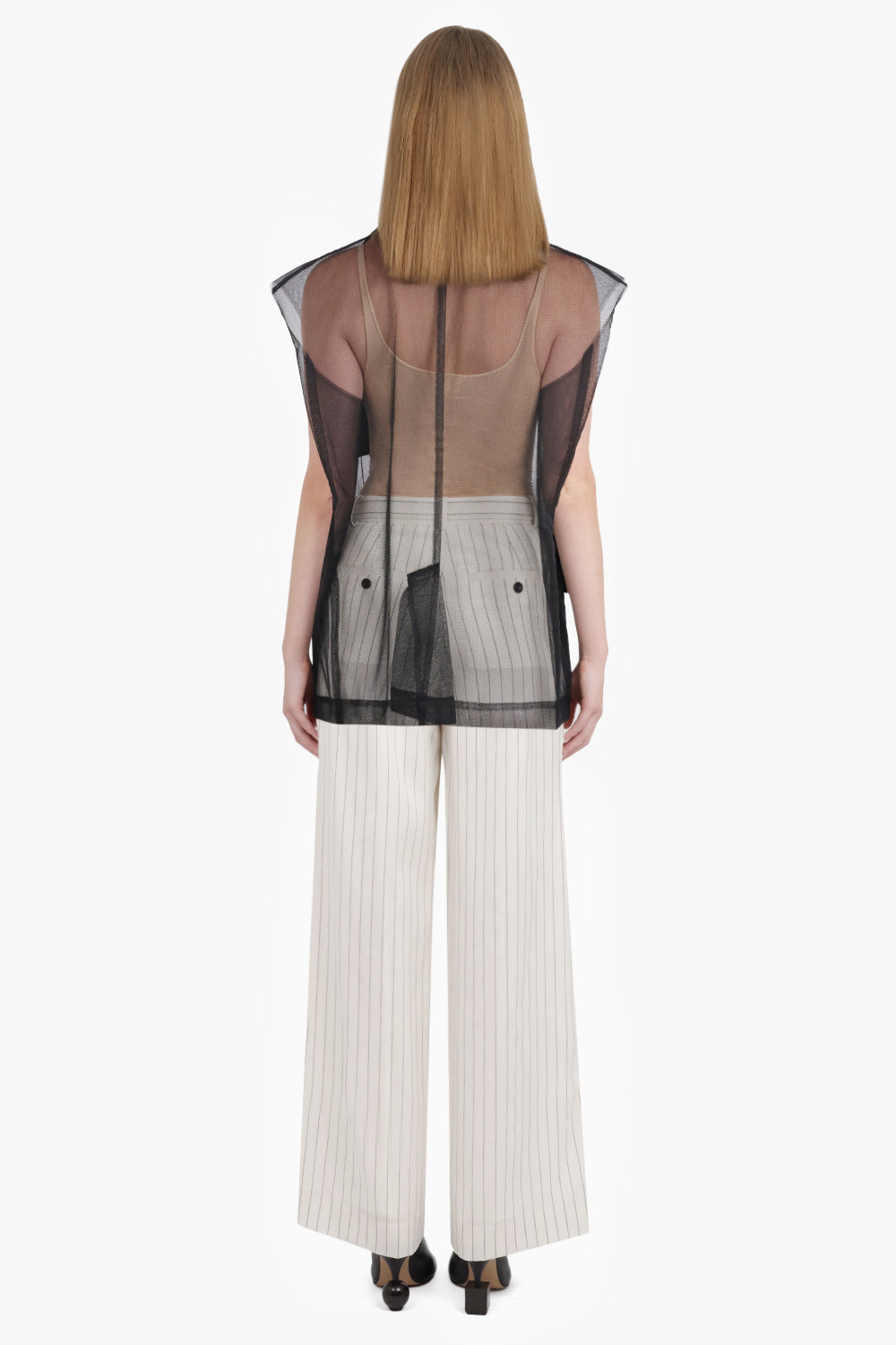 Mesh Netted Single Breasted Vest | Black