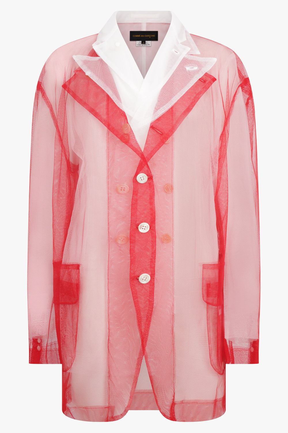 Layered Single Breasted Tulle X Organza Jacket | Red/White
