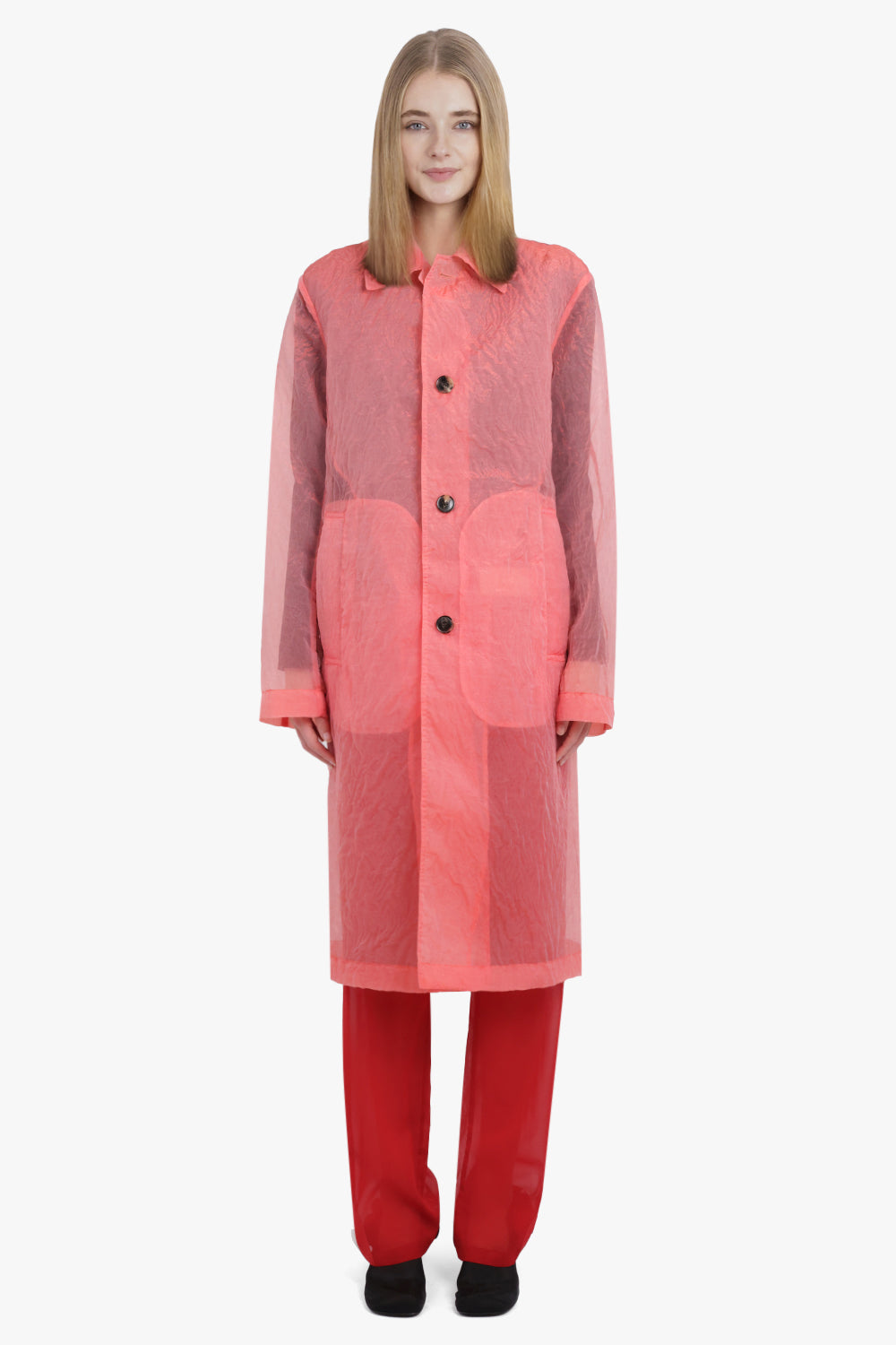 Rankles Sheer Long Coat | Light Red