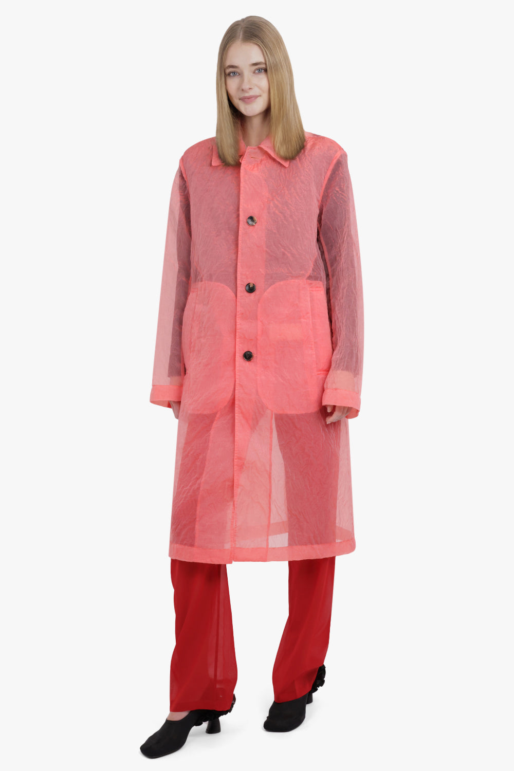 Rankles Sheer Long Coat | Light Red