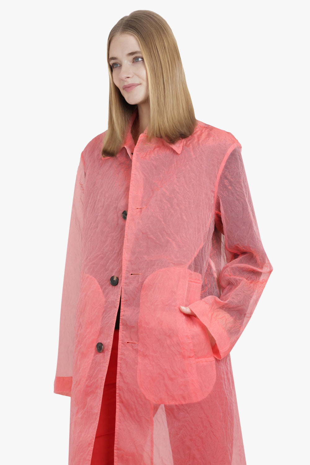Rankles Sheer Long Coat | Light Red