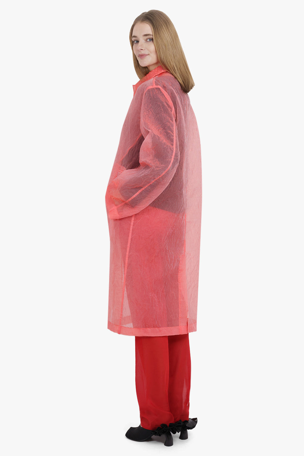 Rankles Sheer Long Coat | Light Red