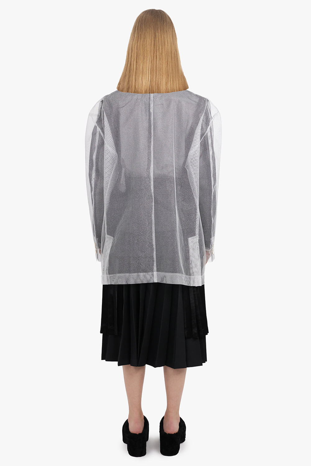 Layered Double Breasted Tulle X Organza Jacket | Black/Silver