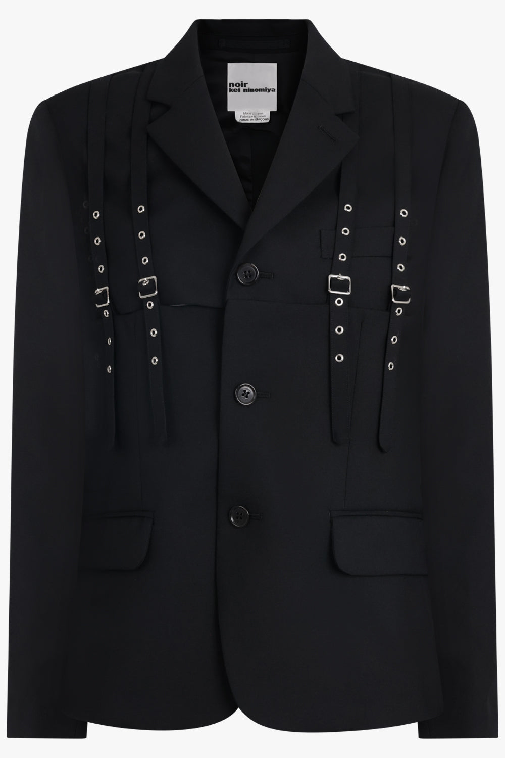 Single Breasted Suspender Detail Jacket | Black