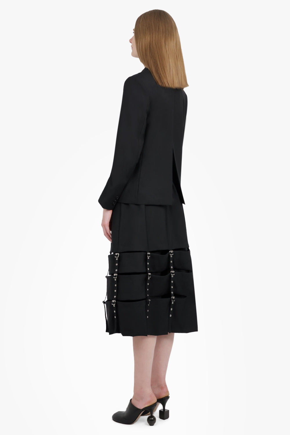 Single Breasted Suspender Detail Jacket | Black