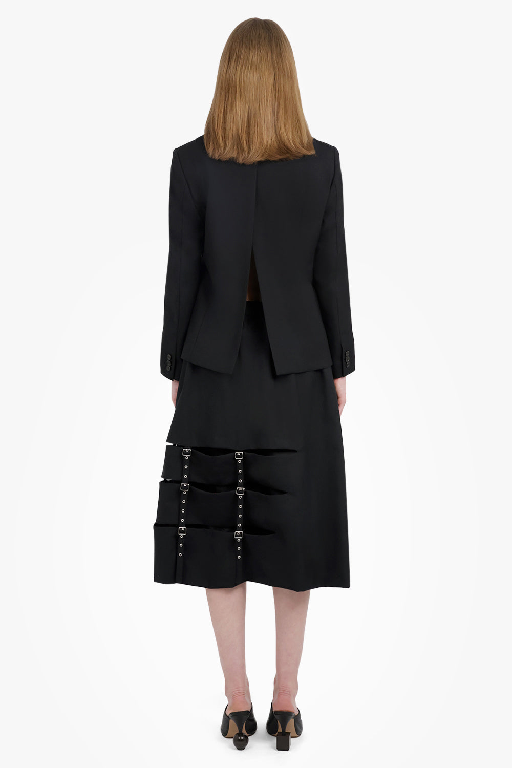 Single Breasted Suspender Detail Jacket | Black
