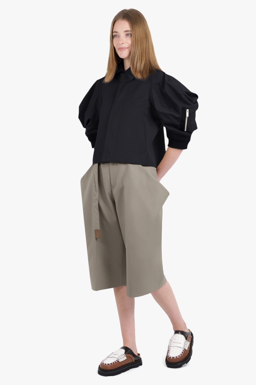 Contrast Jacket With Exaggerated Wing Sleeve | Black