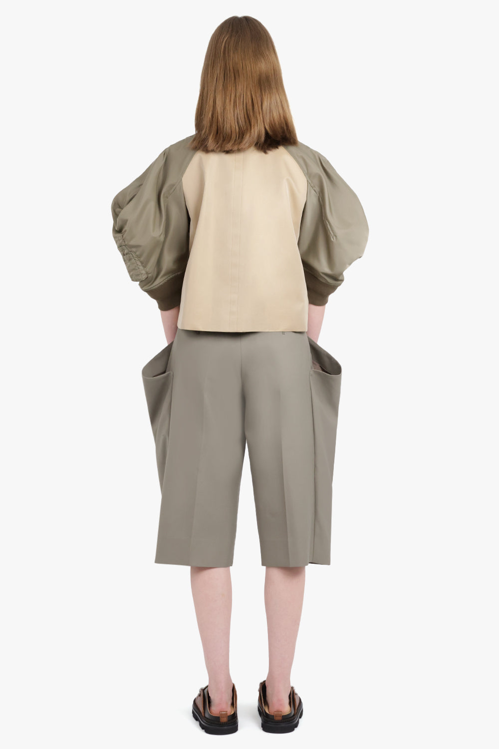 Contrast Jacket With Exaggerated Wing Sleeve | Beige/Taupe