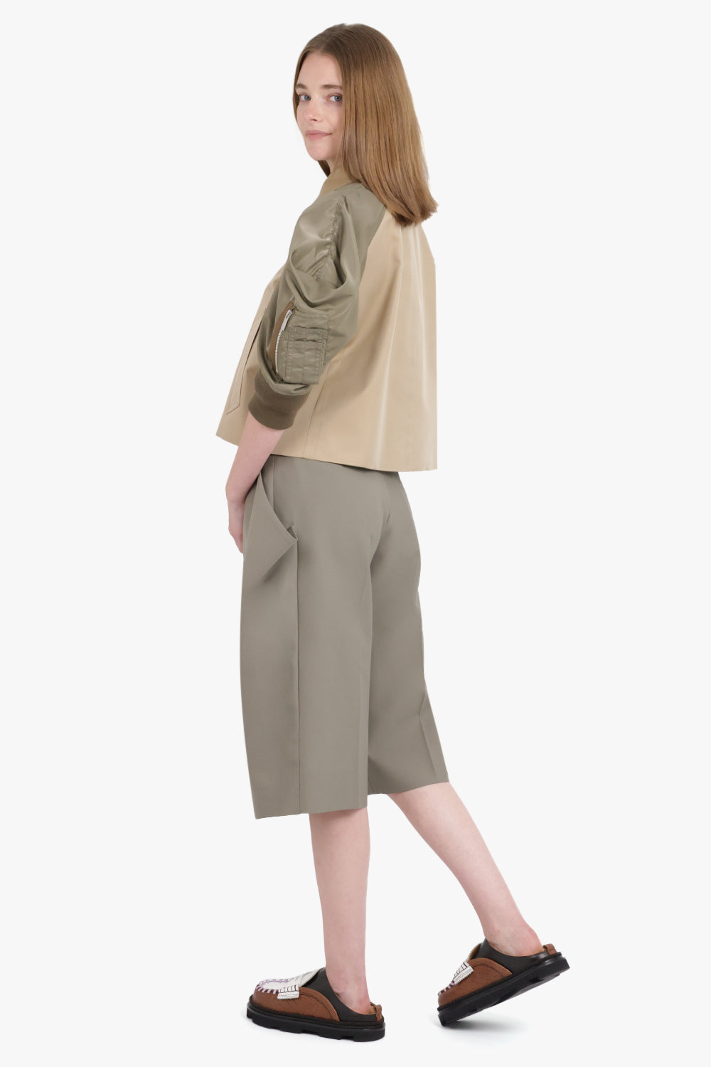 Contrast Jacket With Exaggerated Wing Sleeve | Beige/Taupe