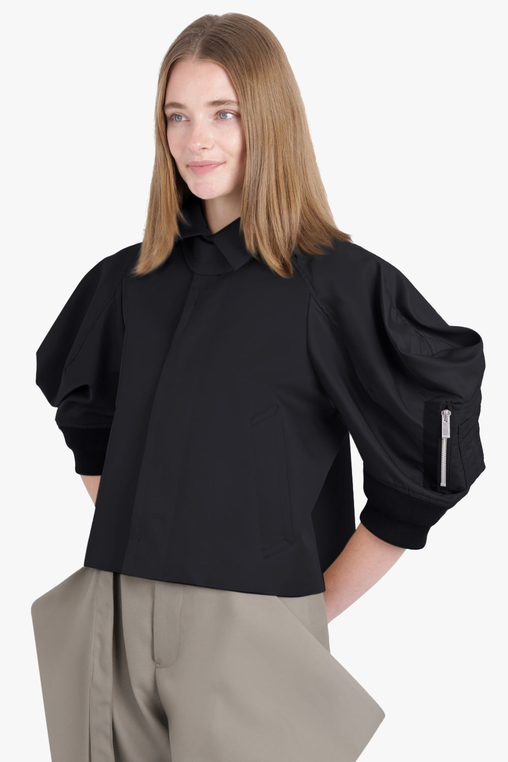 Contrast Jacket With Exaggerated Wing Sleeve | Black