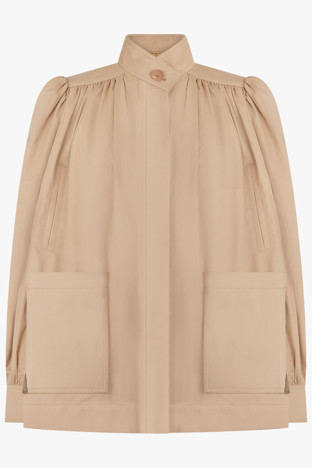 Balloon Sleeve High Neck Jacket | Soft Tan