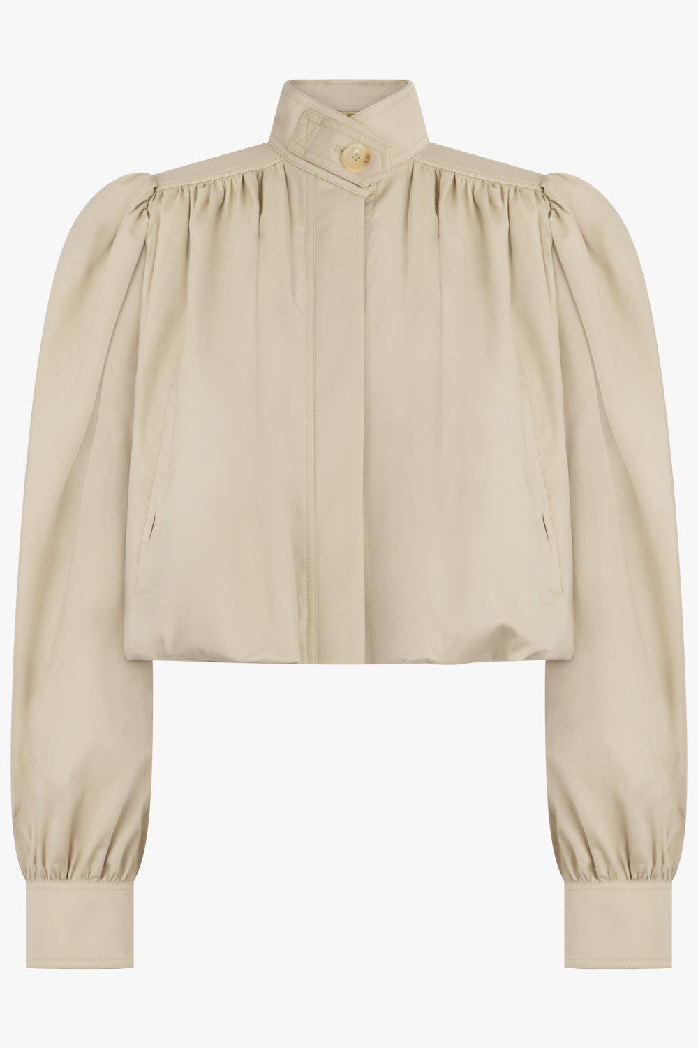 Crop Pleat L/S Jacket | Smoky Beige