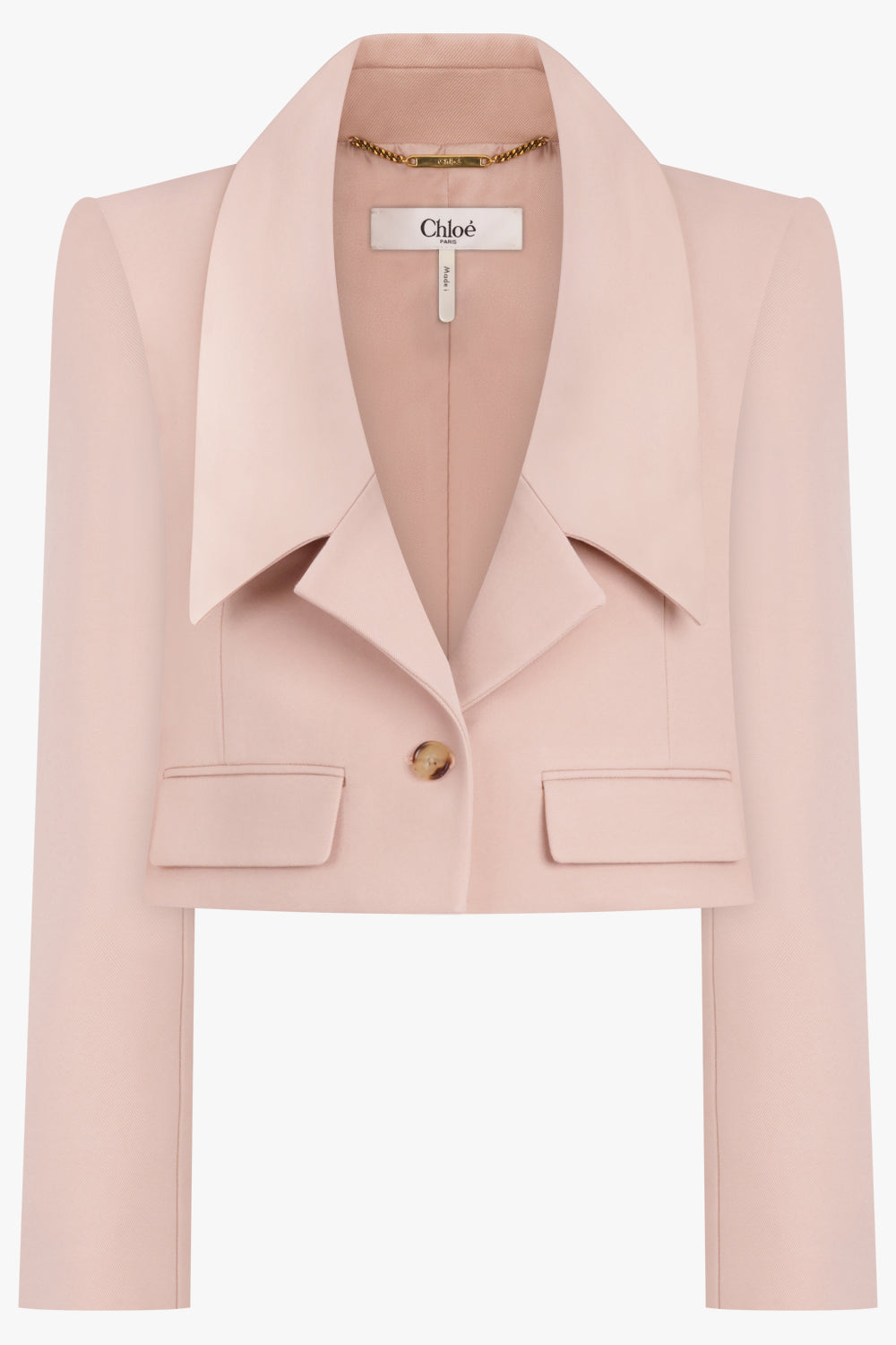 Front Collar Detail Crop Jacket | Clay Pink