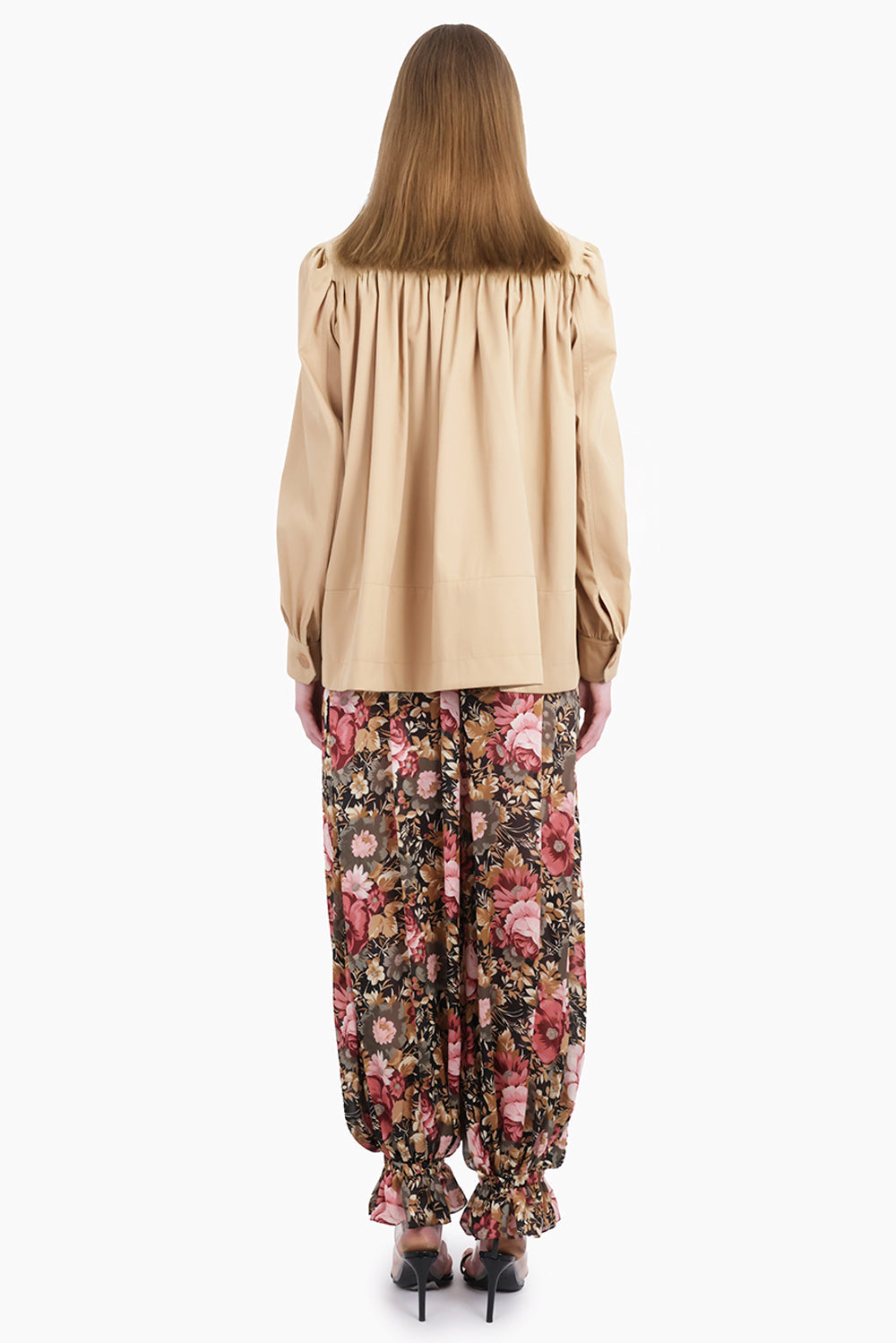 Balloon Sleeve High Neck Jacket | Soft Tan