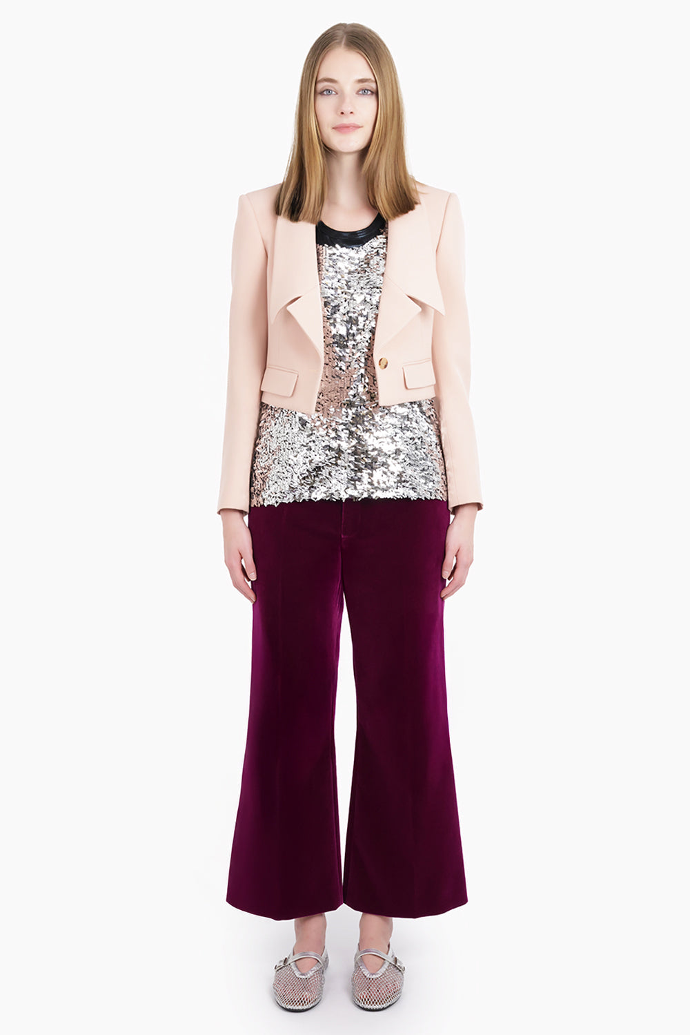 Front Collar Detail Crop Jacket | Clay Pink