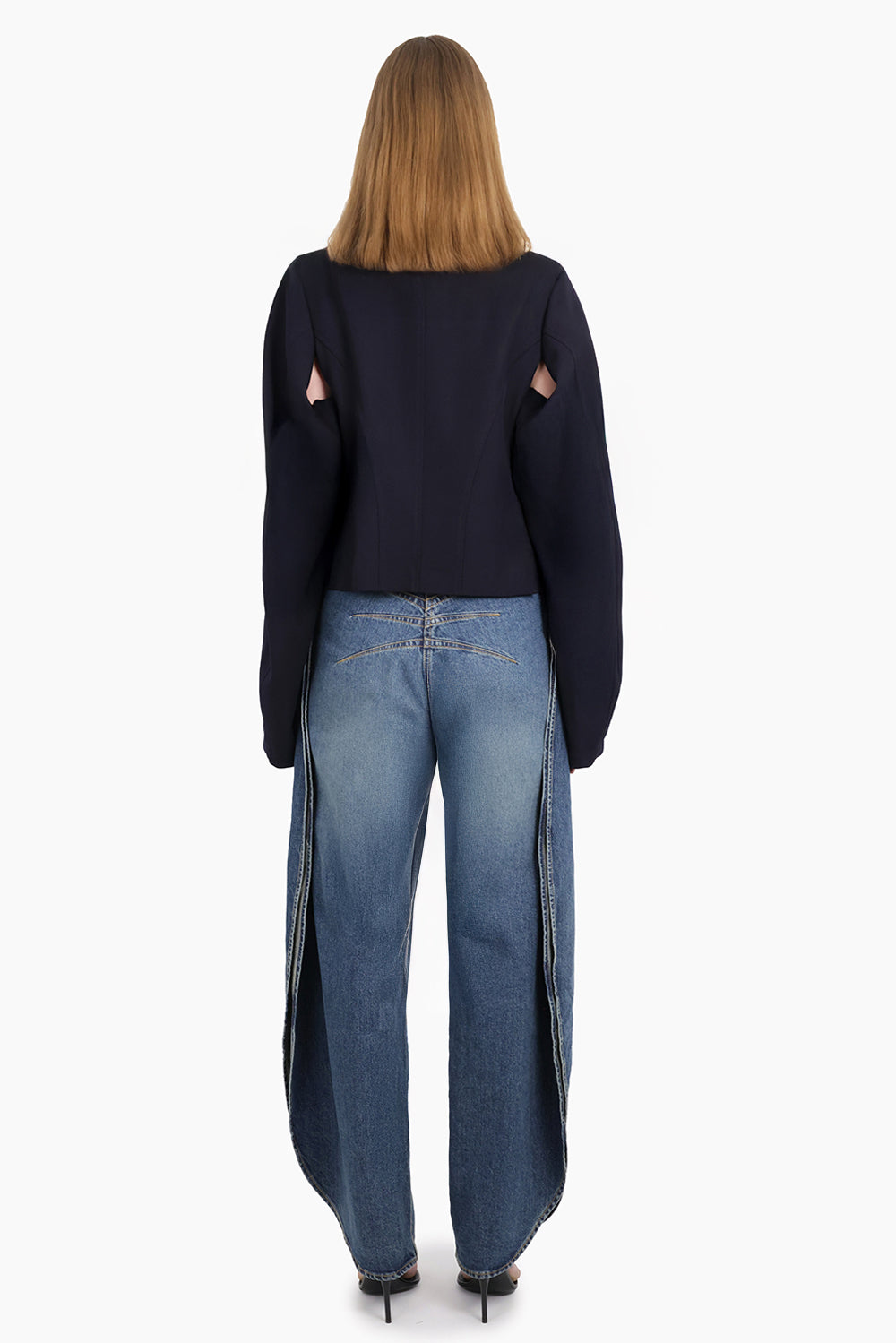 Asymmetric Button L/S Jacket | Navy