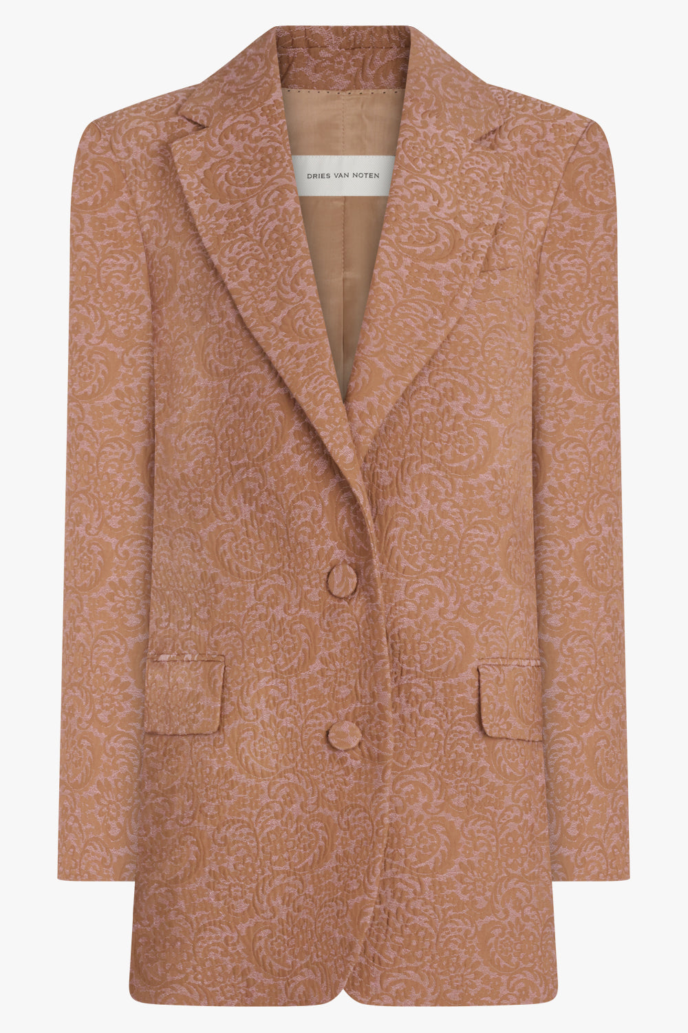 Basti Tapestry Floral Jacquard Single Breasted Jacket | Peach/Brown