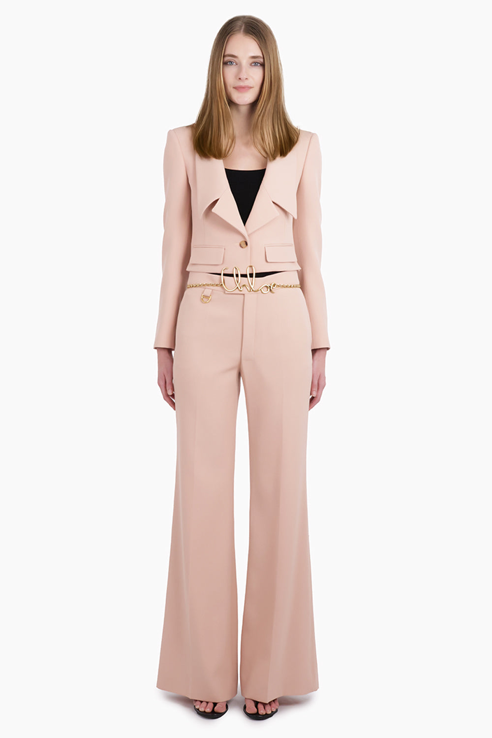 Front Collar Detail Crop Jacket | Clay Pink