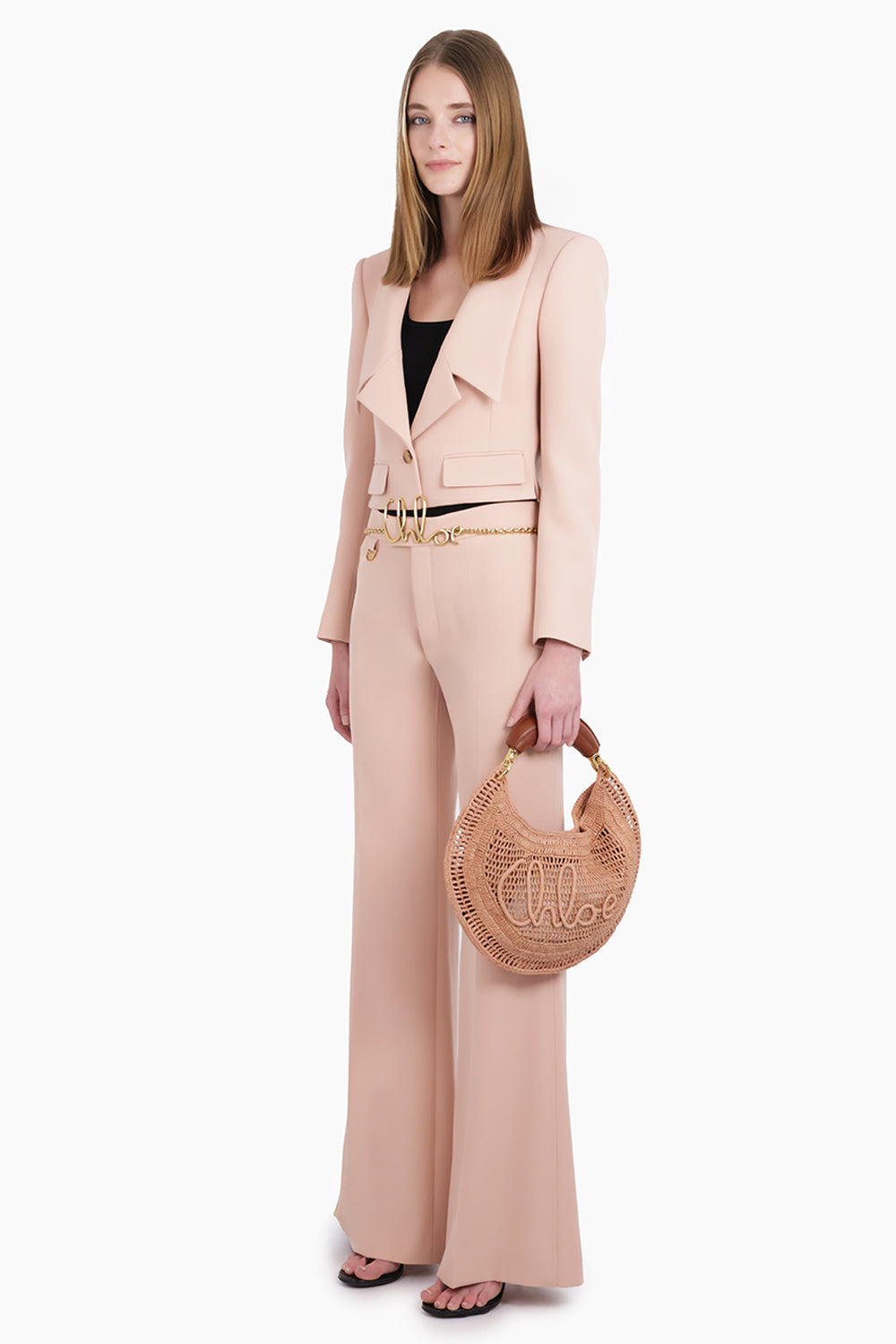 Front Collar Detail Crop Jacket | Clay Pink