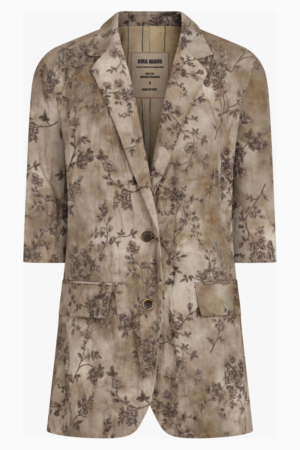 Kaly Floral Print Relaxed Crinkle Jacket | Smoke White/Grey